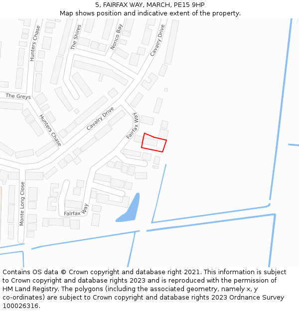 5, FAIRFAX WAY, MARCH, PE15 9HP: Location map and indicative extent of plot