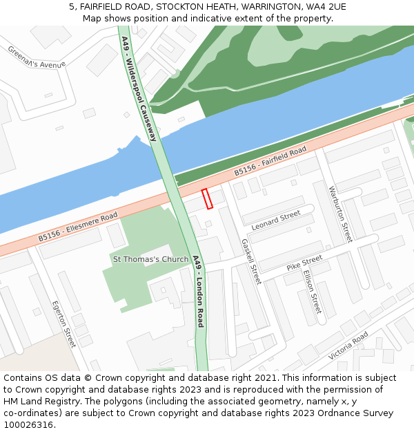 5, FAIRFIELD ROAD, STOCKTON HEATH, WARRINGTON, WA4 2UE: Location map and indicative extent of plot