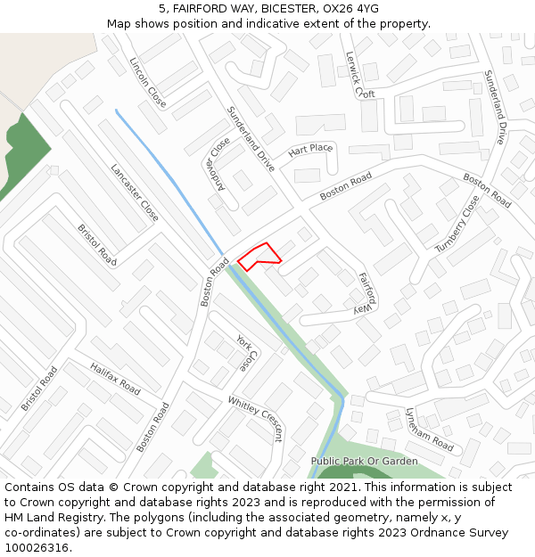 5, FAIRFORD WAY, BICESTER, OX26 4YG: Location map and indicative extent of plot