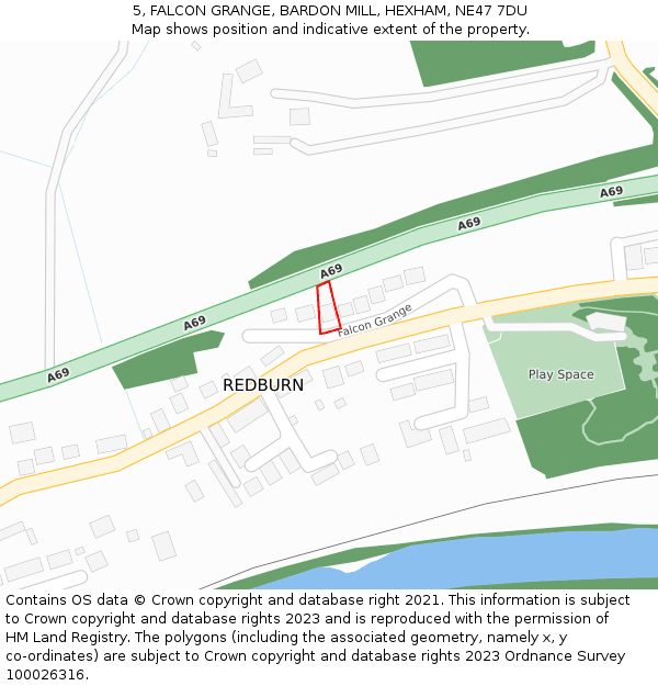 5, FALCON GRANGE, BARDON MILL, HEXHAM, NE47 7DU: Location map and indicative extent of plot