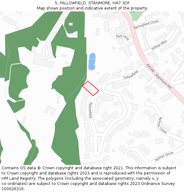 5, FALLOWFIELD, STANMORE, HA7 3DF: Location map and indicative extent of plot