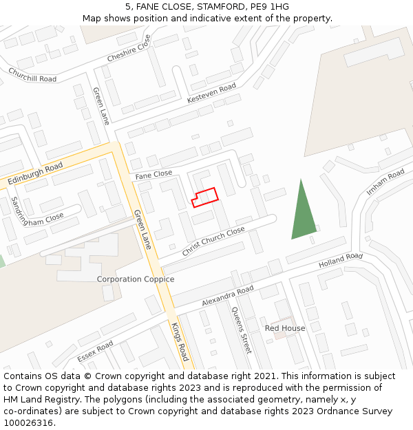 5, FANE CLOSE, STAMFORD, PE9 1HG: Location map and indicative extent of plot