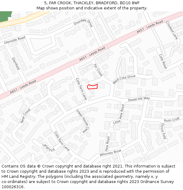 5, FAR CROOK, THACKLEY, BRADFORD, BD10 8WF: Location map and indicative extent of plot