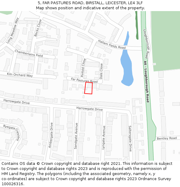 5, FAR PASTURES ROAD, BIRSTALL, LEICESTER, LE4 3LF: Location map and indicative extent of plot