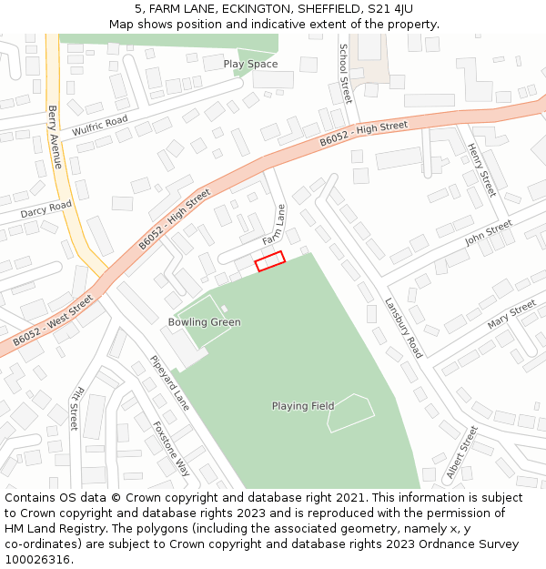 5, FARM LANE, ECKINGTON, SHEFFIELD, S21 4JU: Location map and indicative extent of plot