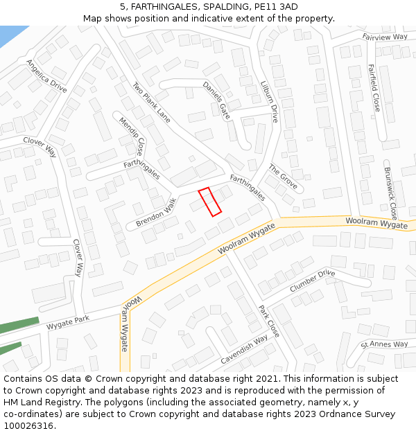 5, FARTHINGALES, SPALDING, PE11 3AD: Location map and indicative extent of plot