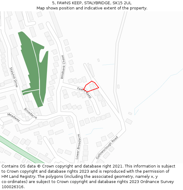 5, FAWNS KEEP, STALYBRIDGE, SK15 2UL: Location map and indicative extent of plot