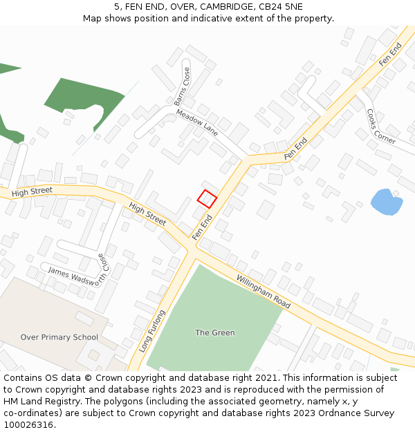 5, FEN END, OVER, CAMBRIDGE, CB24 5NE: Location map and indicative extent of plot