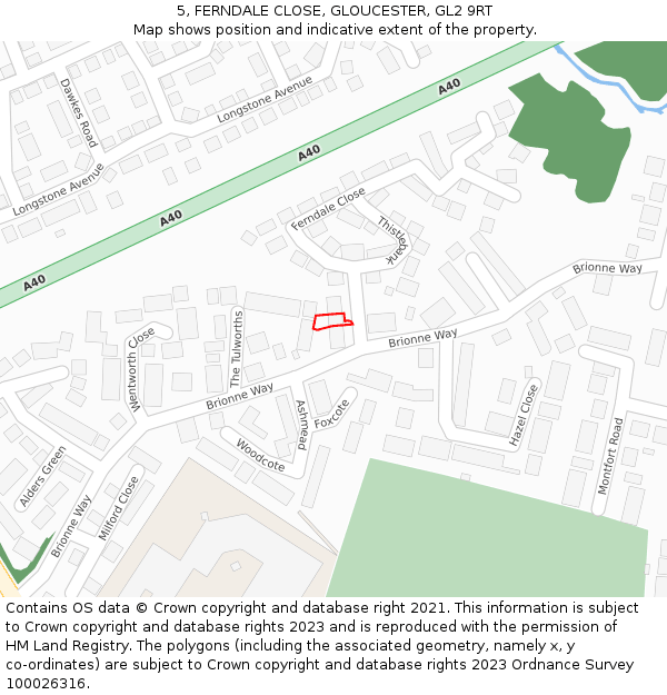 5, FERNDALE CLOSE, GLOUCESTER, GL2 9RT: Location map and indicative extent of plot