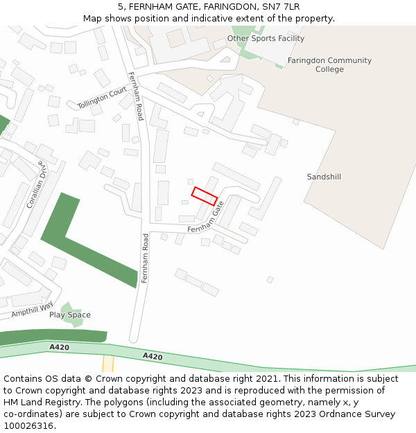 5, FERNHAM GATE, FARINGDON, SN7 7LR: Location map and indicative extent of plot