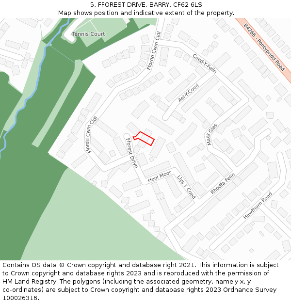 5, FFOREST DRIVE, BARRY, CF62 6LS: Location map and indicative extent of plot