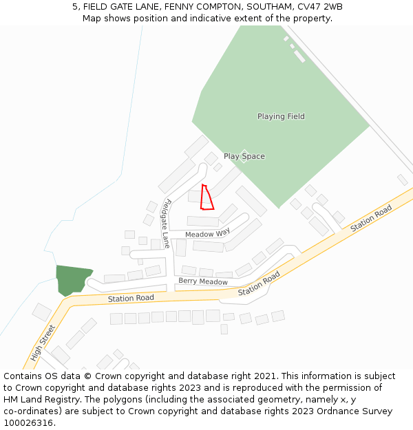 5, FIELD GATE LANE, FENNY COMPTON, SOUTHAM, CV47 2WB: Location map and indicative extent of plot