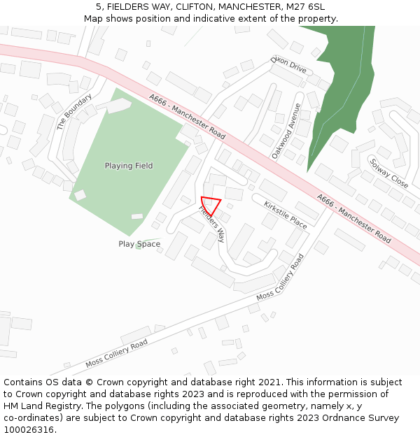 5, FIELDERS WAY, CLIFTON, MANCHESTER, M27 6SL: Location map and indicative extent of plot