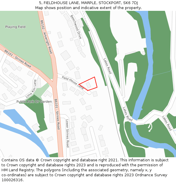 5, FIELDHOUSE LANE, MARPLE, STOCKPORT, SK6 7DJ: Location map and indicative extent of plot