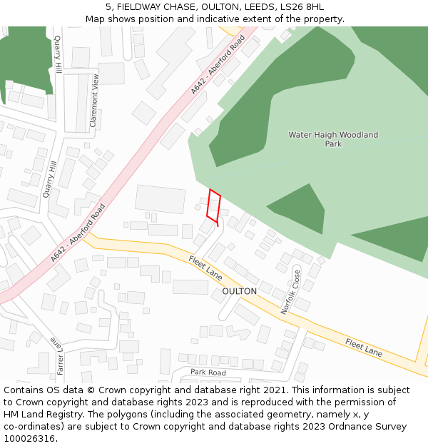 5, FIELDWAY CHASE, OULTON, LEEDS, LS26 8HL: Location map and indicative extent of plot