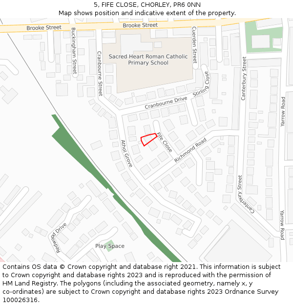 5, FIFE CLOSE, CHORLEY, PR6 0NN: Location map and indicative extent of plot