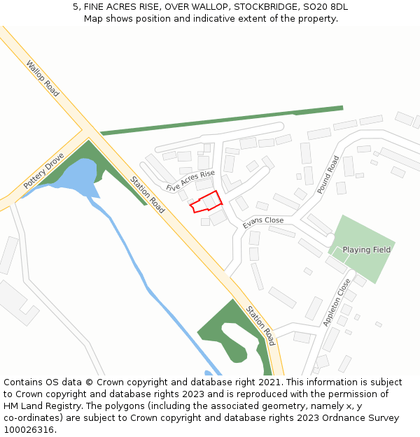 5, FINE ACRES RISE, OVER WALLOP, STOCKBRIDGE, SO20 8DL: Location map and indicative extent of plot