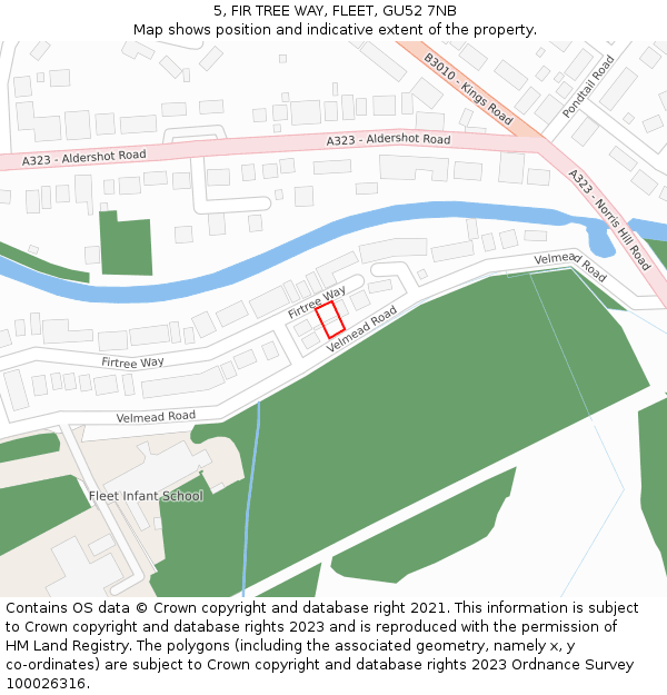 5, FIR TREE WAY, FLEET, GU52 7NB: Location map and indicative extent of plot