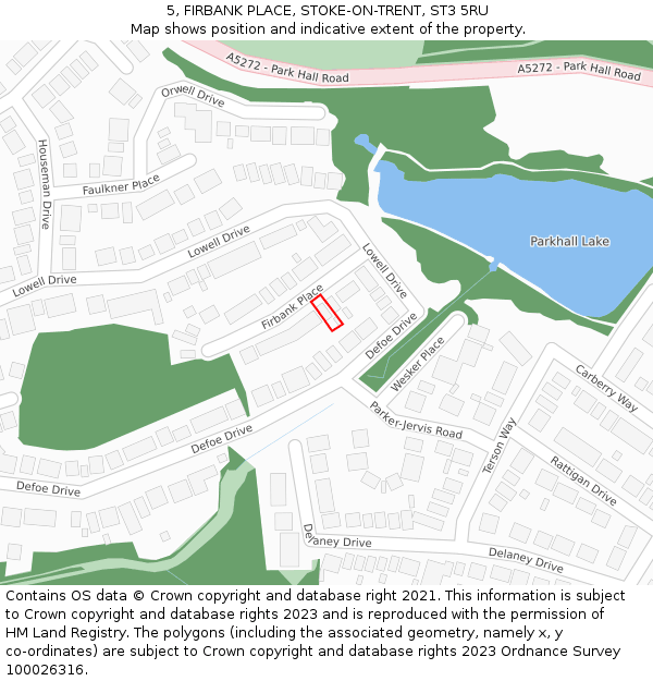 5, FIRBANK PLACE, STOKE-ON-TRENT, ST3 5RU: Location map and indicative extent of plot