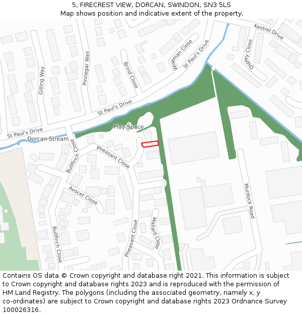 5, FIRECREST VIEW, DORCAN, SWINDON, SN3 5LS: Location map and indicative extent of plot