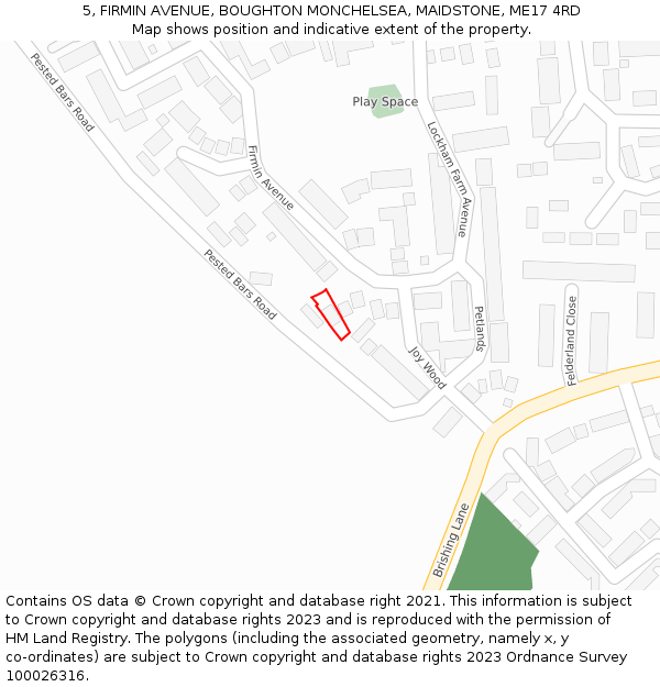 5, FIRMIN AVENUE, BOUGHTON MONCHELSEA, MAIDSTONE, ME17 4RD: Location map and indicative extent of plot