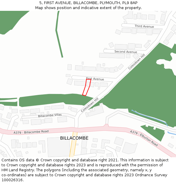 5, FIRST AVENUE, BILLACOMBE, PLYMOUTH, PL9 8AP: Location map and indicative extent of plot