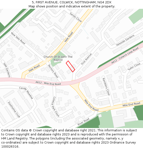 5, FIRST AVENUE, COLWICK, NOTTINGHAM, NG4 2DX: Location map and indicative extent of plot