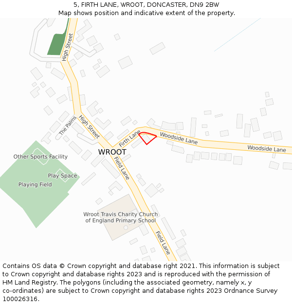 5, FIRTH LANE, WROOT, DONCASTER, DN9 2BW: Location map and indicative extent of plot