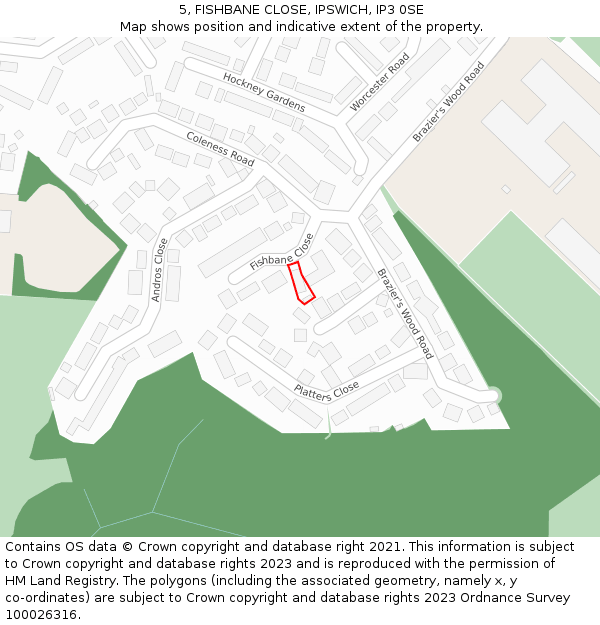 5, FISHBANE CLOSE, IPSWICH, IP3 0SE: Location map and indicative extent of plot