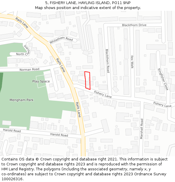 5, FISHERY LANE, HAYLING ISLAND, PO11 9NP: Location map and indicative extent of plot