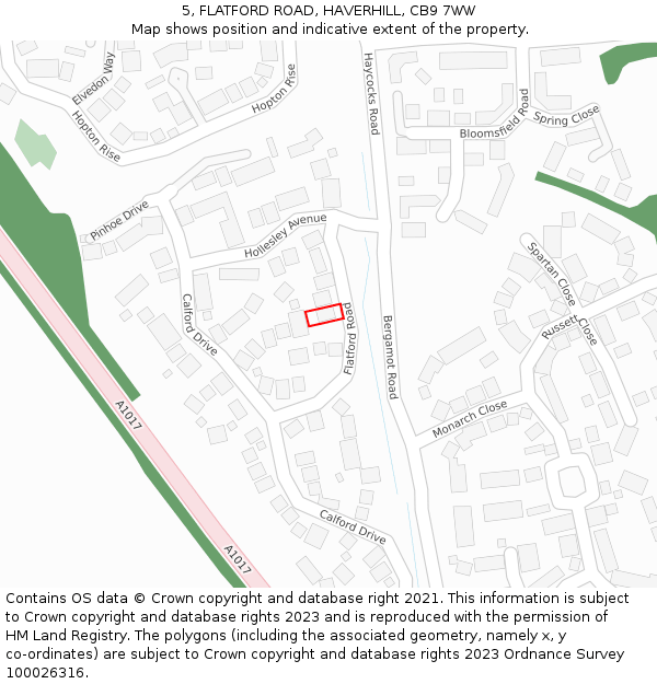 5, FLATFORD ROAD, HAVERHILL, CB9 7WW: Location map and indicative extent of plot