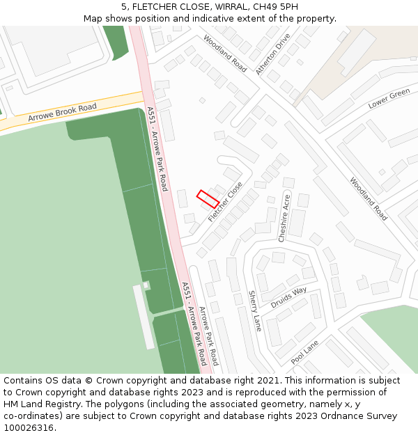 5, FLETCHER CLOSE, WIRRAL, CH49 5PH: Location map and indicative extent of plot