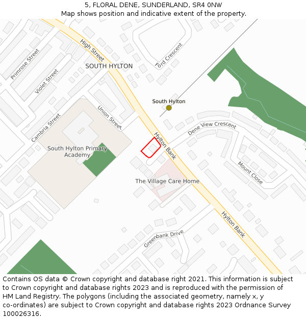 5, FLORAL DENE, SUNDERLAND, SR4 0NW: Location map and indicative extent of plot