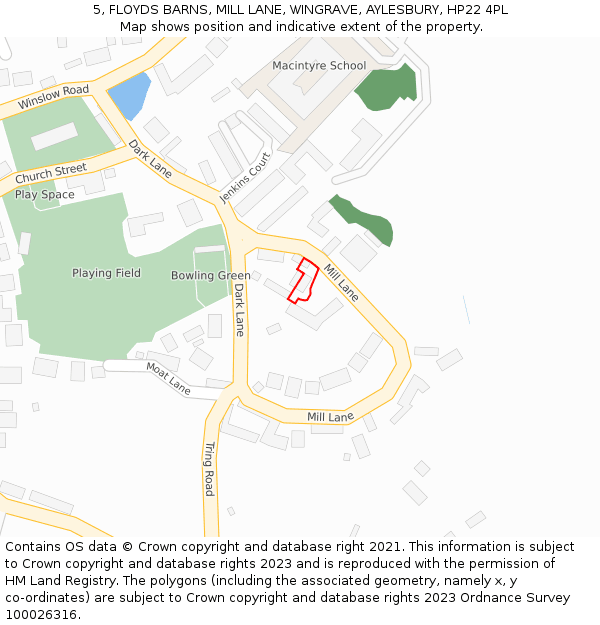 5, FLOYDS BARNS, MILL LANE, WINGRAVE, AYLESBURY, HP22 4PL: Location map and indicative extent of plot