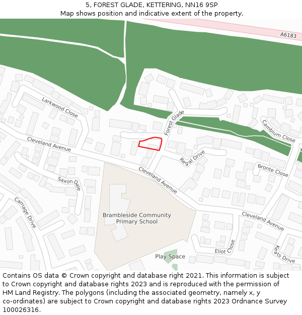 5, FOREST GLADE, KETTERING, NN16 9SP: Location map and indicative extent of plot