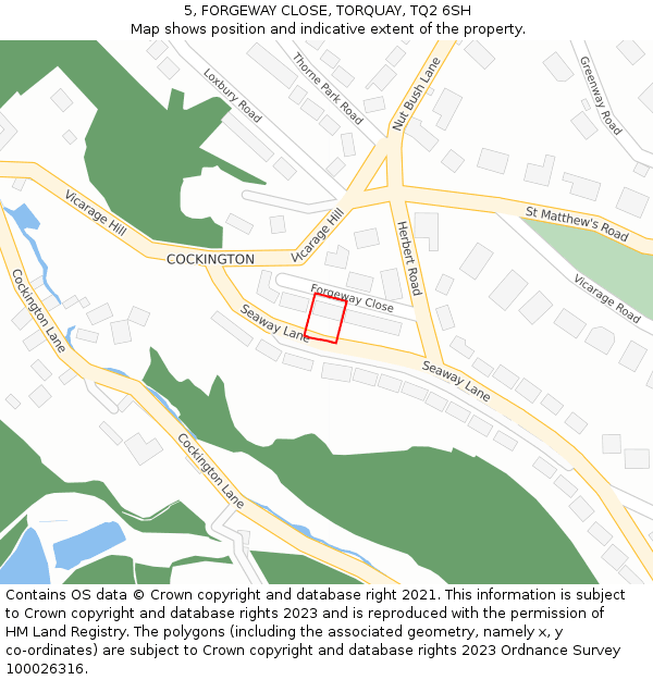 5, FORGEWAY CLOSE, TORQUAY, TQ2 6SH: Location map and indicative extent of plot