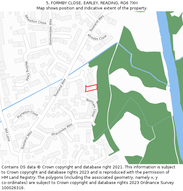 5, FORMBY CLOSE, EARLEY, READING, RG6 7XH: Location map and indicative extent of plot