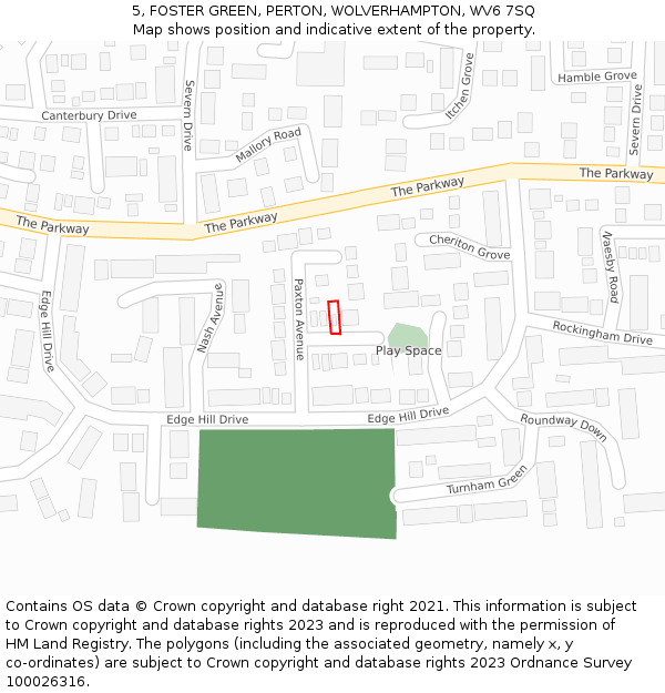 5, FOSTER GREEN, PERTON, WOLVERHAMPTON, WV6 7SQ: Location map and indicative extent of plot