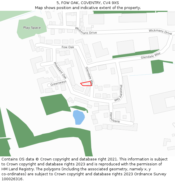 5, FOW OAK, COVENTRY, CV4 9XS: Location map and indicative extent of plot