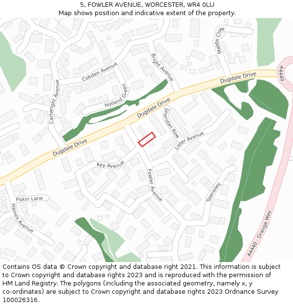 5, FOWLER AVENUE, WORCESTER, WR4 0LU: Location map and indicative extent of plot