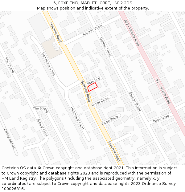 5, FOXE END, MABLETHORPE, LN12 2DS: Location map and indicative extent of plot