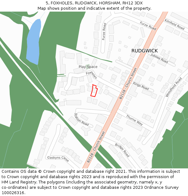 5, FOXHOLES, RUDGWICK, HORSHAM, RH12 3DX: Location map and indicative extent of plot