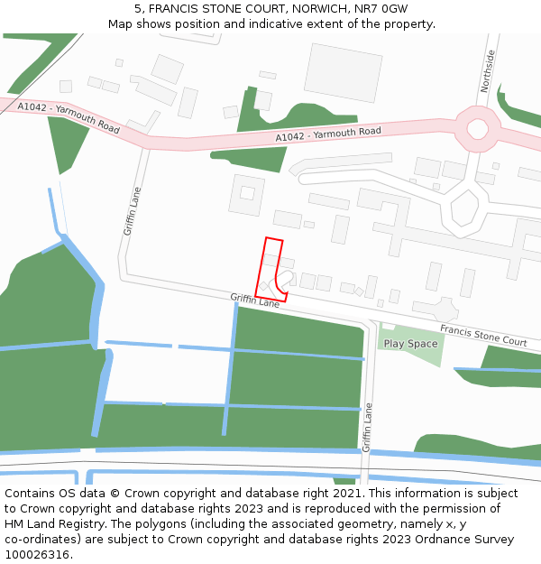 5, FRANCIS STONE COURT, NORWICH, NR7 0GW: Location map and indicative extent of plot