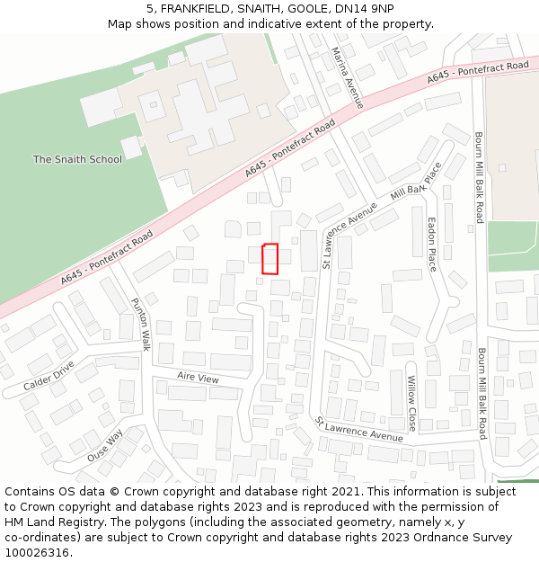 5, FRANKFIELD, SNAITH, GOOLE, DN14 9NP: Location map and indicative extent of plot