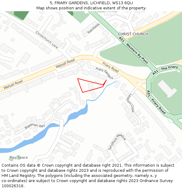 5, FRIARY GARDENS, LICHFIELD, WS13 6QU: Location map and indicative extent of plot