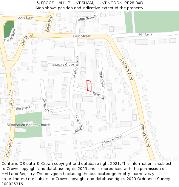 5, FROGS HALL, BLUNTISHAM, HUNTINGDON, PE28 3XD: Location map and indicative extent of plot