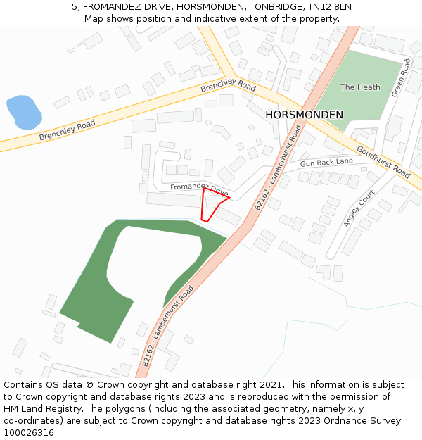 5, FROMANDEZ DRIVE, HORSMONDEN, TONBRIDGE, TN12 8LN: Location map and indicative extent of plot