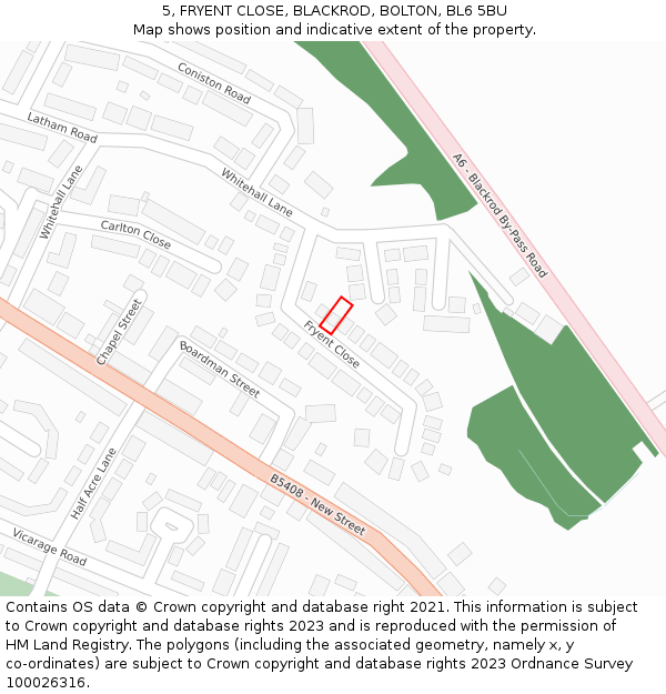 5, FRYENT CLOSE, BLACKROD, BOLTON, BL6 5BU: Location map and indicative extent of plot