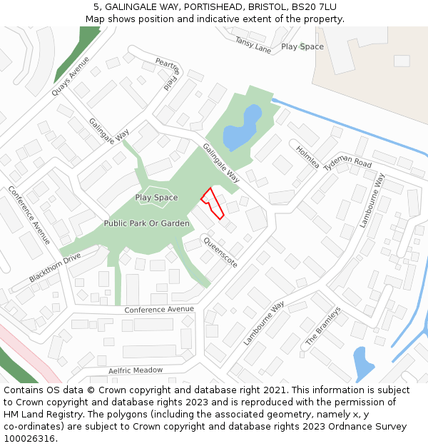 5, GALINGALE WAY, PORTISHEAD, BRISTOL, BS20 7LU: Location map and indicative extent of plot