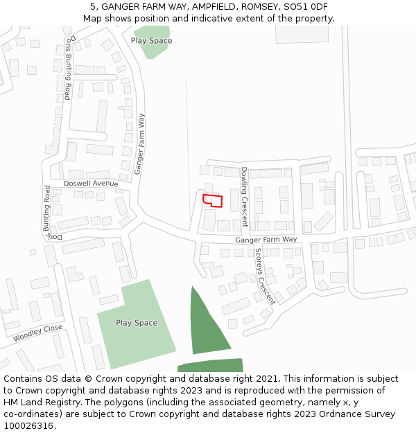 5, GANGER FARM WAY, AMPFIELD, ROMSEY, SO51 0DF: Location map and indicative extent of plot